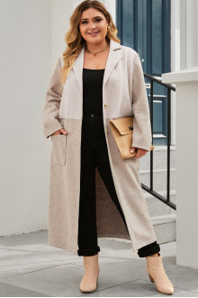 Long beige plus size coat