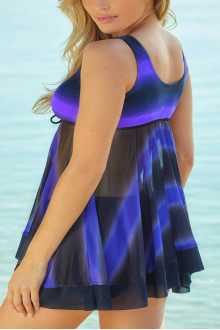 Dress-type plus size tankini with ombre effect in lilac