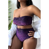 Modern plus size swimsuit in purple velvet