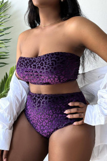 Modern plus size swimsuit in purple velvet