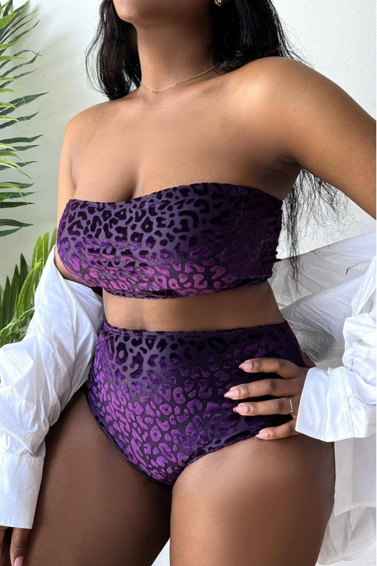 Modern plus size swimsuit in purple velvet