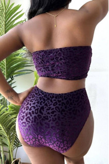 Modern plus size swimsuit in purple velvet