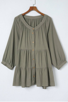 Plus size shirt with frills in khaki