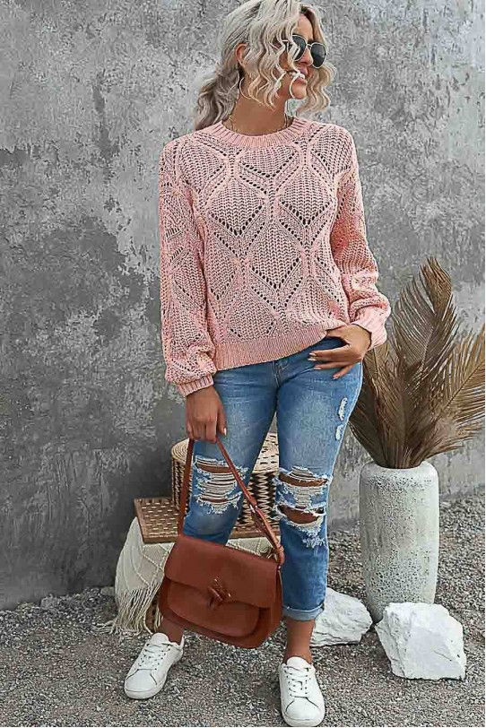 Soft knit plus size sweater in ash pink