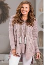 Cotton plus size sweater-tunic in ash pink