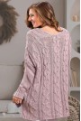 Памучен макси пуловер-туника в пепеливо розово