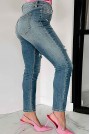 Clean plus size jeans with white stitching and two slits