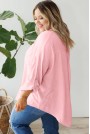 Свободна розова макси риза с навиващи се ръкави