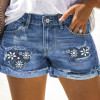 Cropped plus size jeans with floral print inner patches