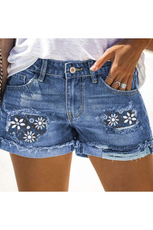 Cropped plus size jeans with floral print inner patches