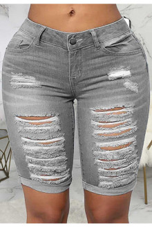 Gray Ripped Cropped Plus size Jeans