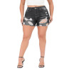 Gray ripped plus size denim shorts