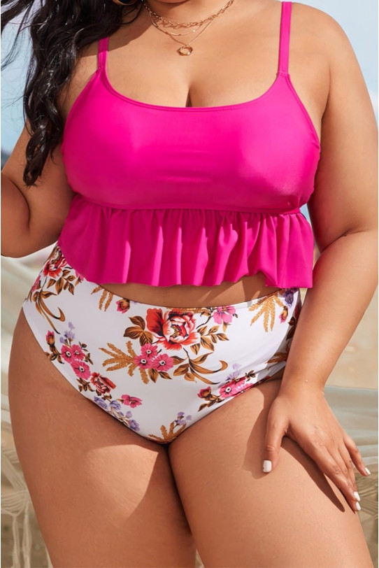 Ruffled plus size swimsuit at the top