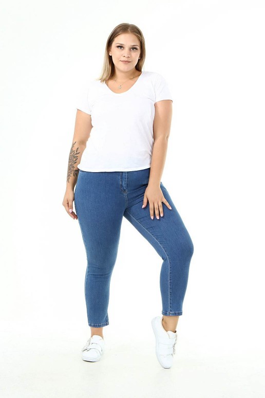 Plain Plus size skinny jeans with short legs