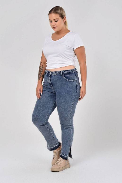 Steamed maxi jeans with leg slits