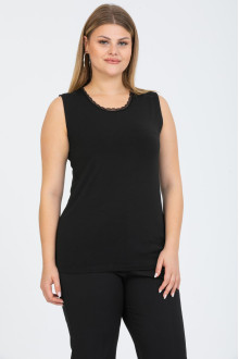 BSheer black plus size tank top with a subtle lace neckline