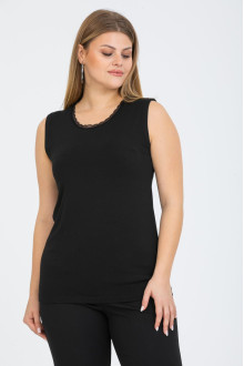 BSheer black plus size tank top with a subtle lace neckline