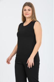 BSheer black plus size tank top with a subtle lace neckline