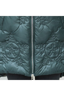 Snowflake quilted winter green plus size jacket with down hood