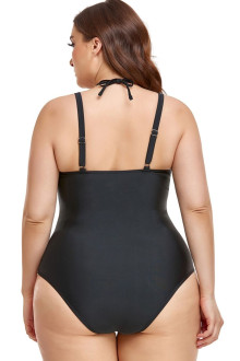 One Piece Black V-Neck Plus size Swimsuit