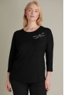 Елегантна черна макси блуза с декорация морско конче
