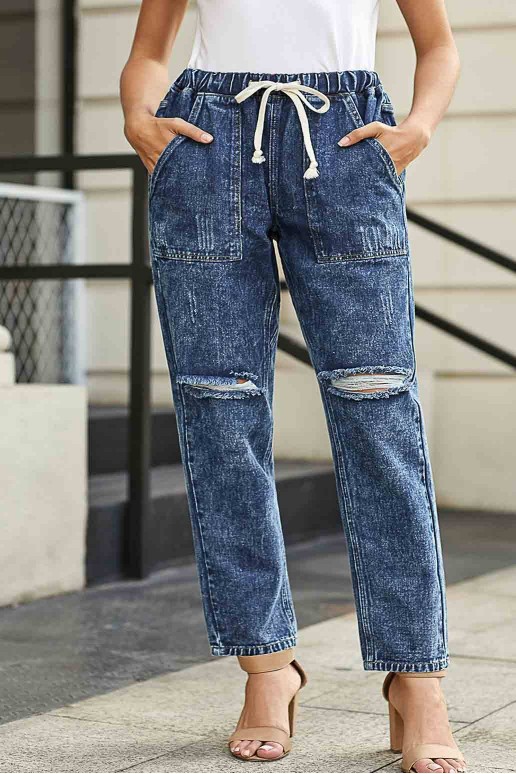 Modern washed denim plus size jeans with elastic