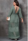 Long plus size dress with lace bands in olive