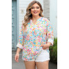 Multicolored plus size blouse with roll-up sleeves