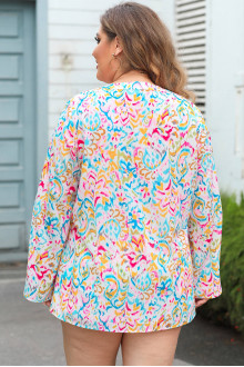 Multicolored plus size blouse with roll-up sleeves