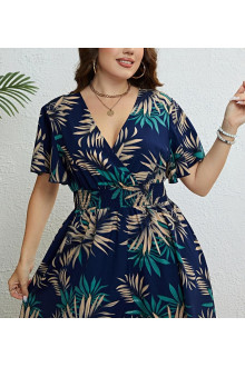 Cut out palm leaf plus size dress