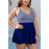 Elegant blue tankini swimsuit with nautical print