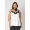 Elegant white tank top with black lace