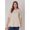 Cotton beige plus size blouse with pocket