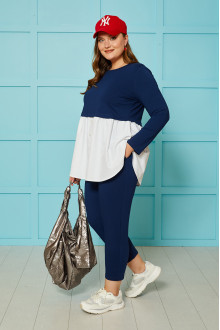 Stylish set of dark blue blouse and trousers