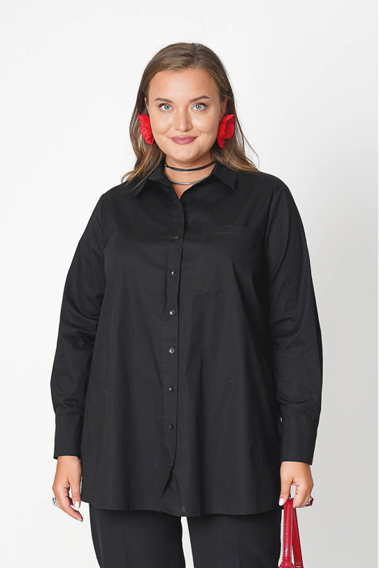 Black cotton poplin shirt