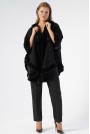 Елегантно черно макси палто с качулка