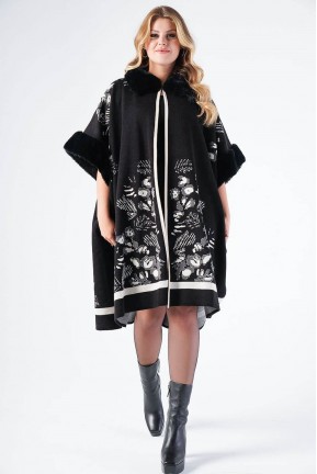 Luxurious short sleeve plus size coat in black and white