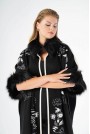 Луксозно макси палто със скъсен ръкав в черно и бяло