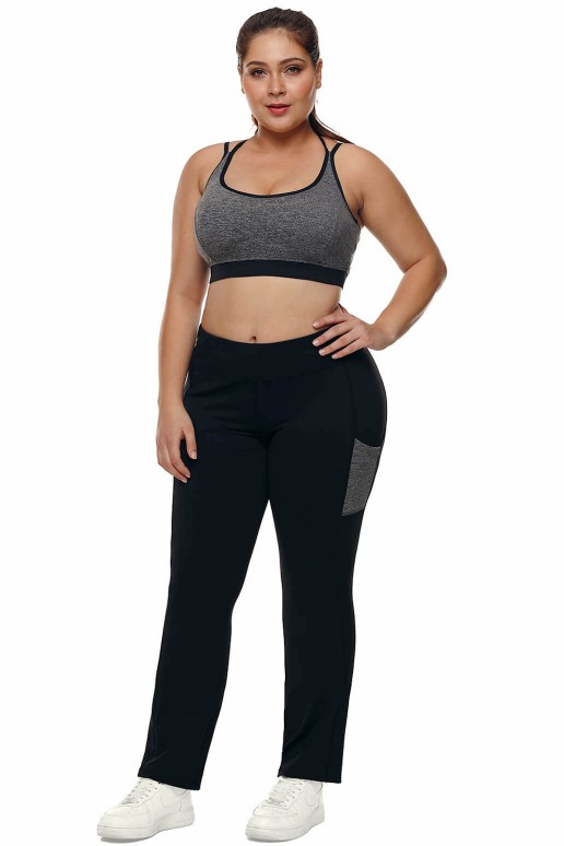 Plus size sports pants with gray pockets