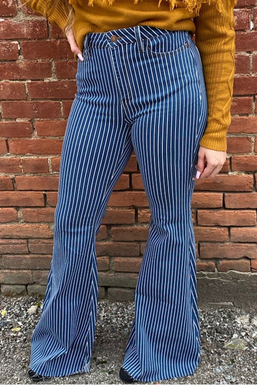 Vertical striped maxi jeans