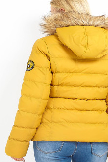 Plus size winter down jacket with a hood in yellow