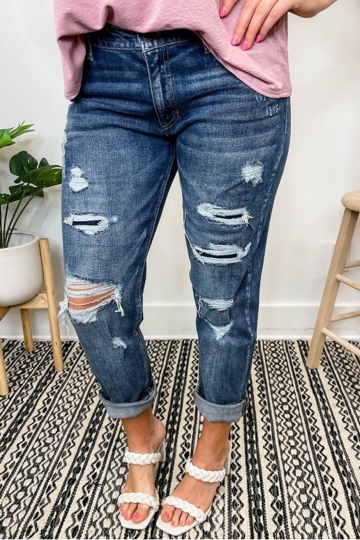 Plus size jeans with torn and hem