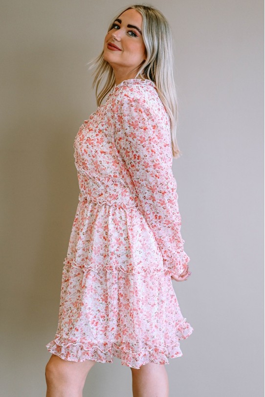 Нежна макси рокля на ситни розови цветчета