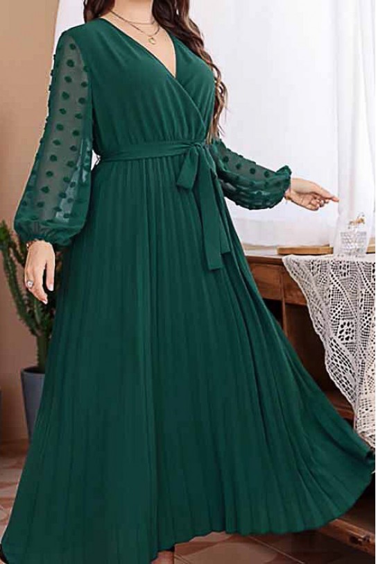 Дълга макси рокля солей в зелено