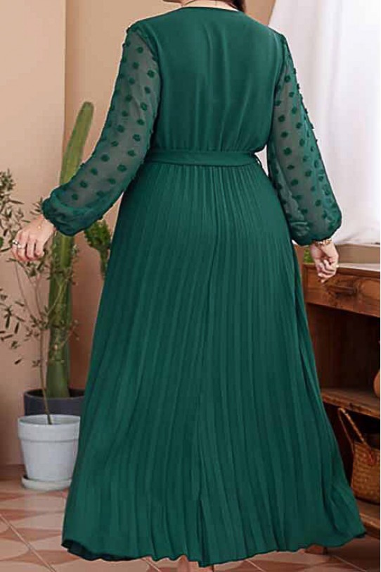 Дълга макси рокля солей в зелено