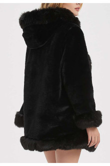 Black shorthair plus size coat with hood