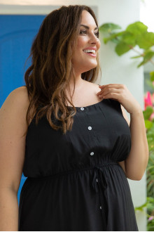 Black summer plus size dress with thin straps