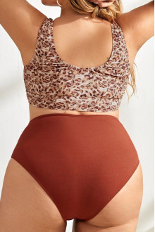 Half plus size swimsuit in brown-beige colors