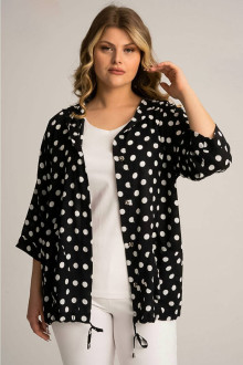 Luxurious black plus size jacket with white dots