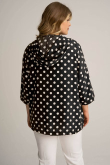 Luxurious black plus size jacket with white dots